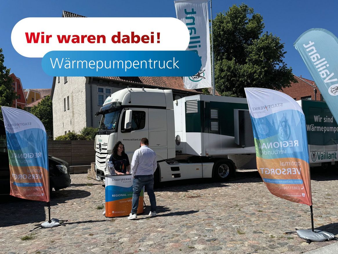 Am 20. und 21. Mai machte der Wärmepumpen-Informations-Truck Halt auf dem Fischmarkt in Stralsund – und stieß auf reges Interesse - unter dem Motto „Gemeinsam die Zukunft der Heiztechnik gestalten“.
