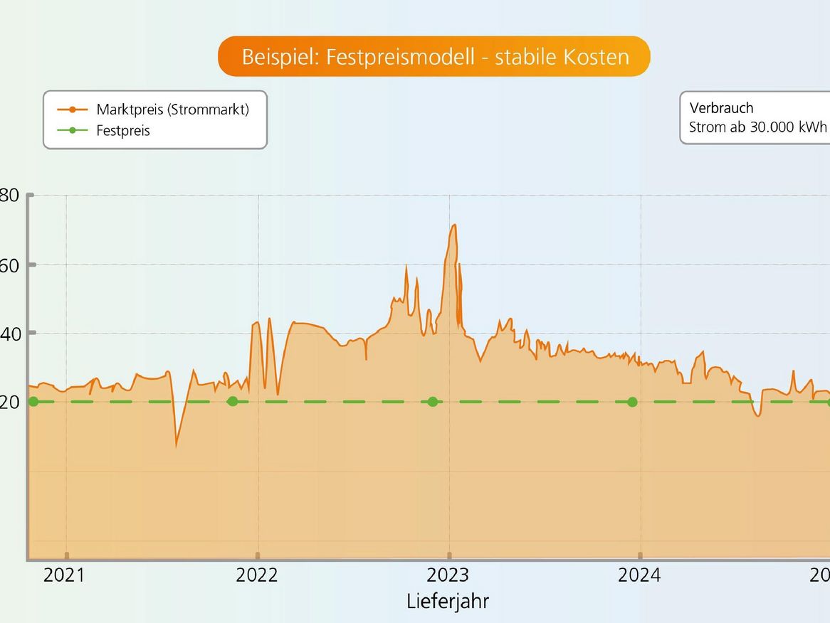 Festpreise der Stadtwerke Stralsund als Diagramm