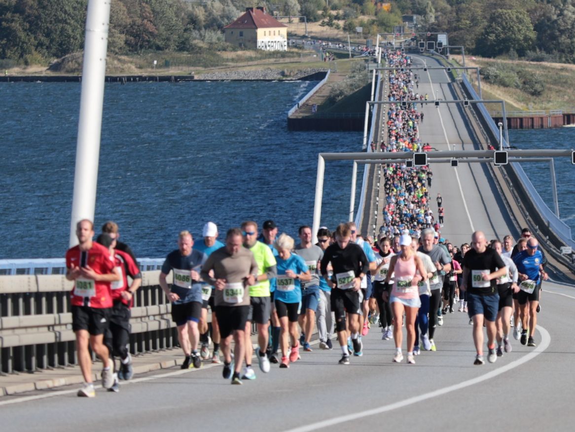 Läufer auf der Rügenbrücke beim Rügenbrückenlauf am 10.10.2026
