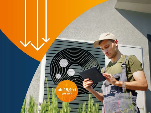 Handwerker an Wärmepumpe in Stralsund