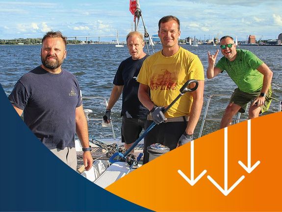 Rügenbrücke Segelboot Freunde werben Stralsund