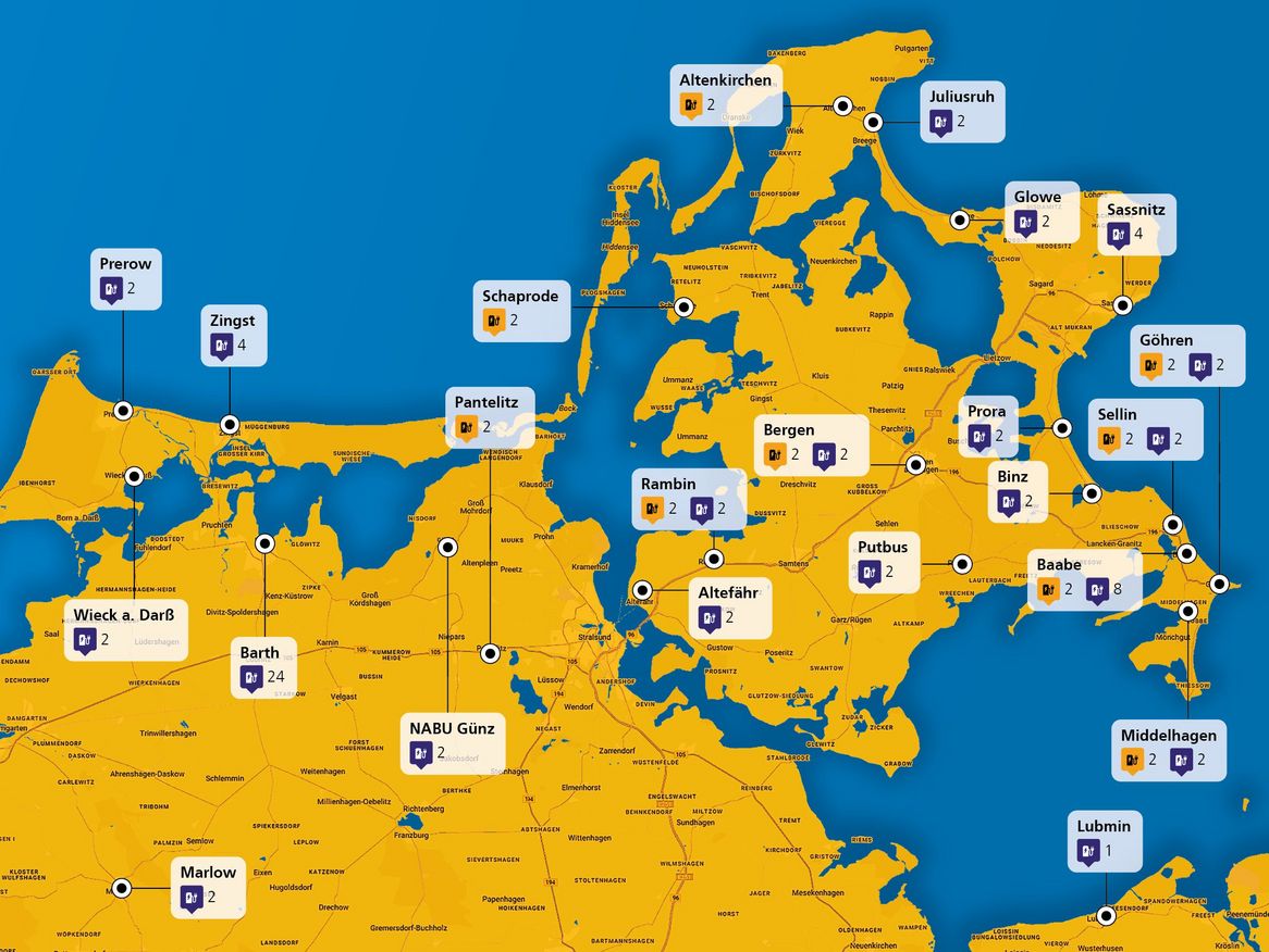 ffentliche Lademöglichkeiten für Elektroautos in Stralsund und Vorpommern-Rügen