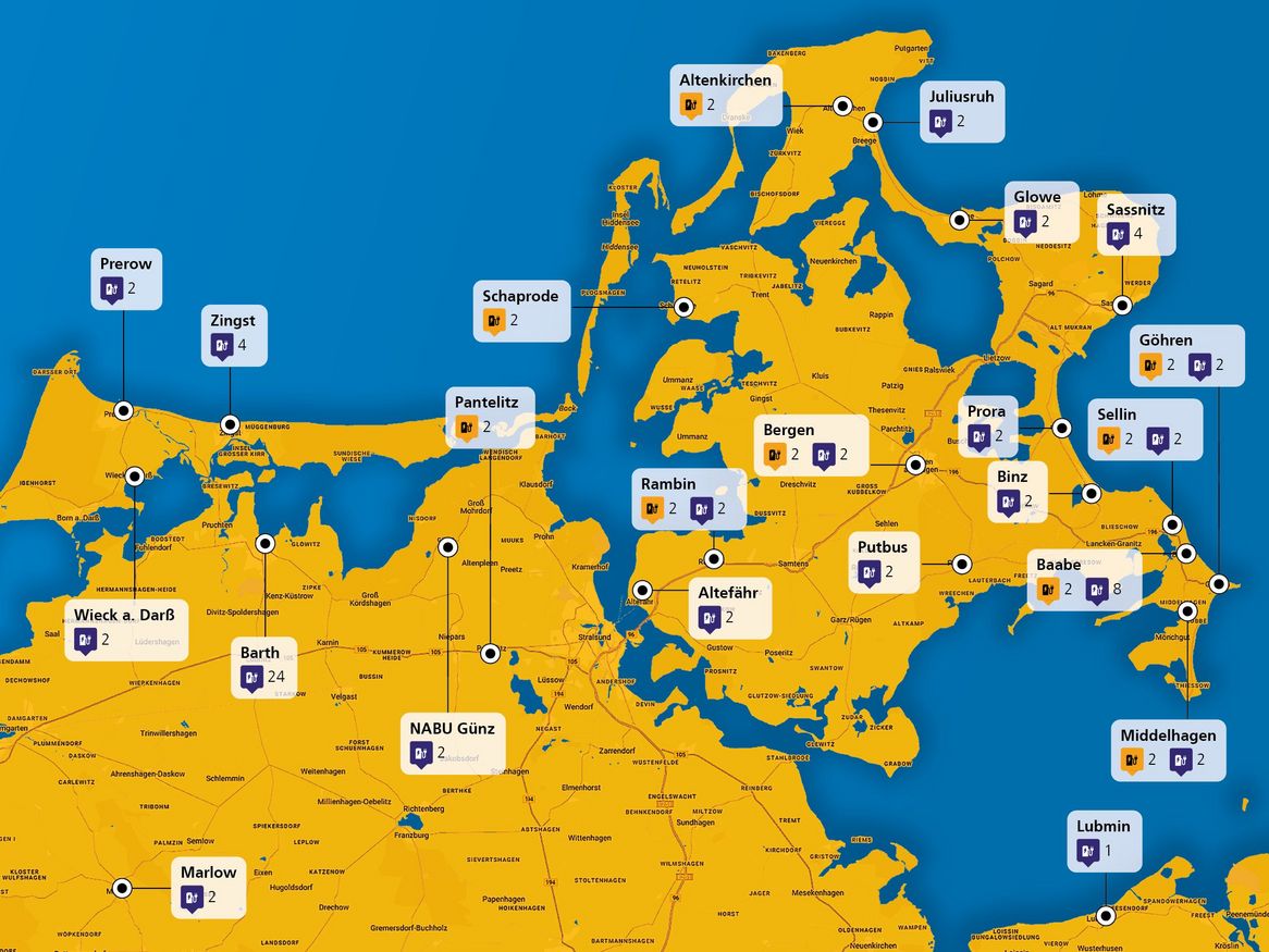 ffentliche Lademöglichkeiten für Elektroautos in Stralsund und Vorpommern-Rügen