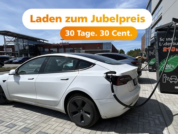 Anlässlich des Jubiläums des Strelaparks können Besitzer von E-Autos an den Stadtwerke Stralsund Ladesäulen am Strelapark besonders günstig laden.